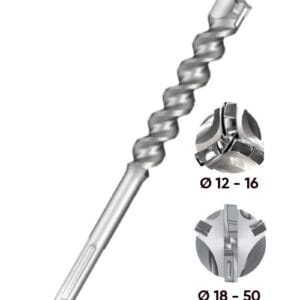 Vesta KAFT Tam Elmas Kafalı SDS-MAX Delici Uç | Demir Donatıya Dayanıklı Tam Kafalı Beton ve Taş Delici Uç